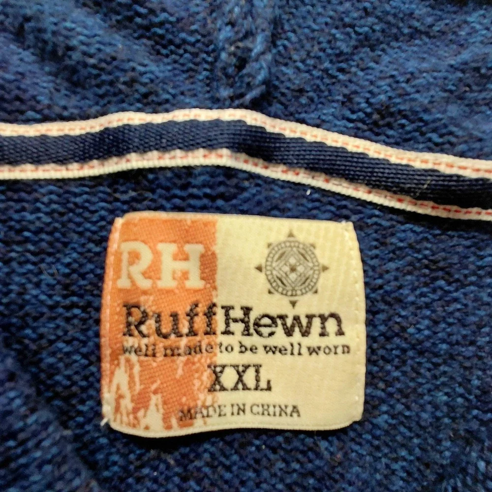 Ruff Hewn Hooded Sweater Fair Isle Knit Men's Size XXL 2XL Knit‎ Pullover Button